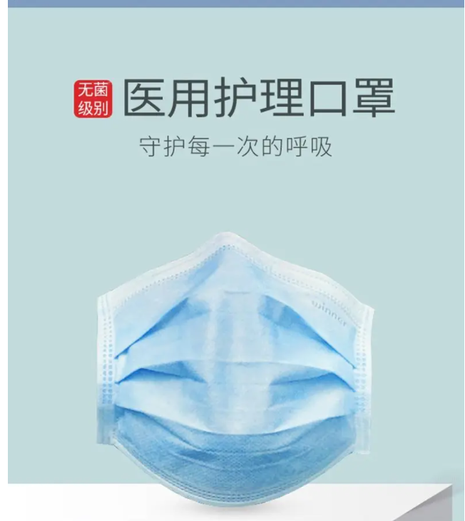 稳健（Winner）灭菌纸塑蓝医用护理口罩，5只/袋,3000只/箱