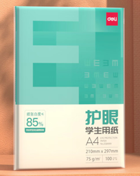得力（deli）75g A4 本色复印纸 双面低白护眼打印纸 100张/包
