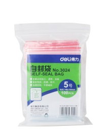 得力3024自封袋(透明)-5号(100个/包)140ｘ100mm0.04mm