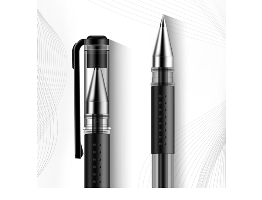 得力6619中性笔0.5mm子弹头(黑)(3支/卡)