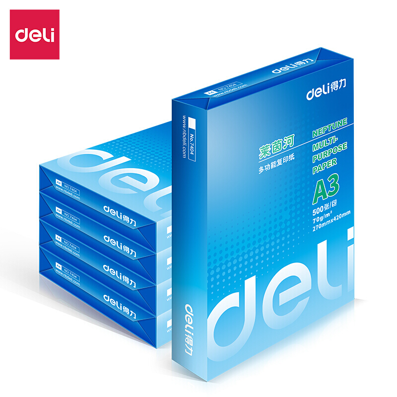得力（deli）整箱2500张 复印纸5包装70g