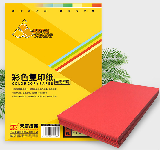 天章(TANGO)金彩天章A4彩色打印纸复印纸 大红色80g100张/包