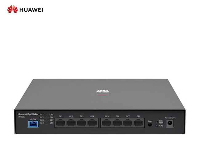 华为8口ONU OptiXstar P603E-L1 1、1xOptiXstar P603E-L1多业务接入设备,1*GPON BOB(SC/UPC),8GE,国内通用配置 2、1xOptiXstar P603E-L1 系统软件费 3、质保期：三年