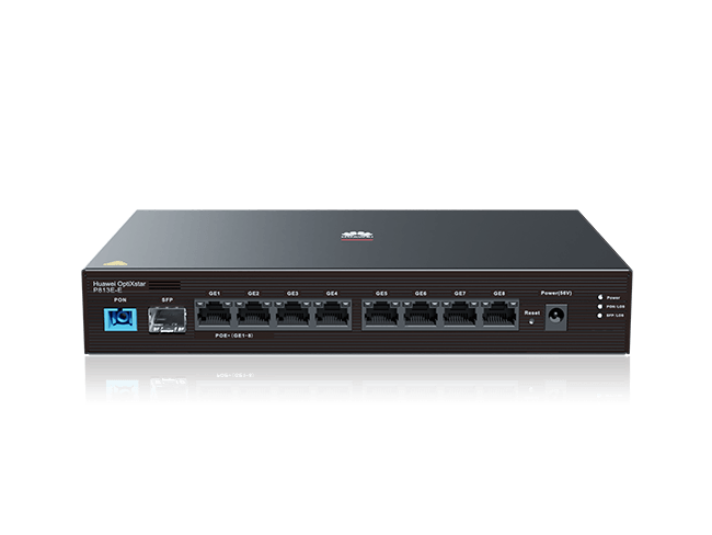 华为8口ONU-POE OptiXstar P813E-E 1、1xOptiXstar P813E-E,XGSPON接入用户端设备,SFP,8GE,正向POE,中式电源,中文资料 2、质保期：三年