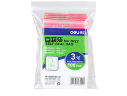得力3022自封袋(透明)-3号(100个/包)100ｘ70mm0.04mm